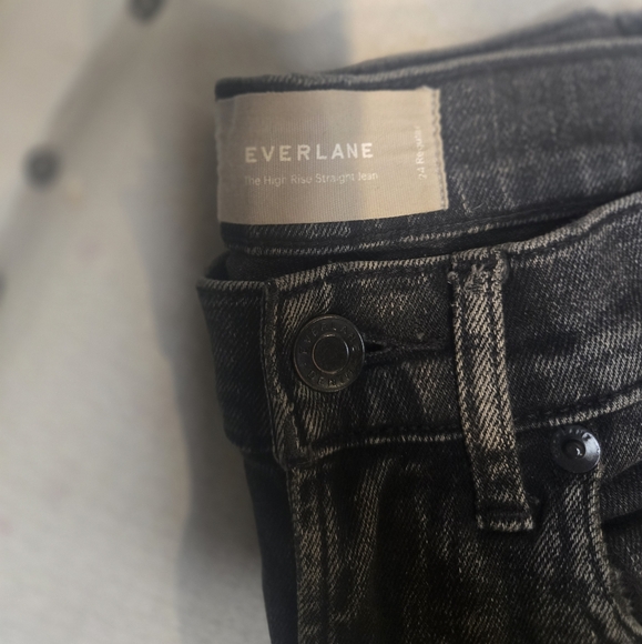 Everlane High Rise Straight Jean Black Wash - Picture 4 of 6